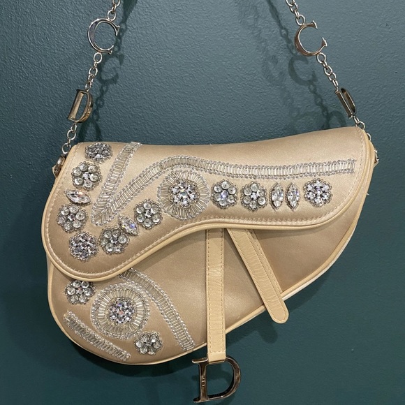 Dior Handbags - Christian Dior limited edition mini embellished saddle bag